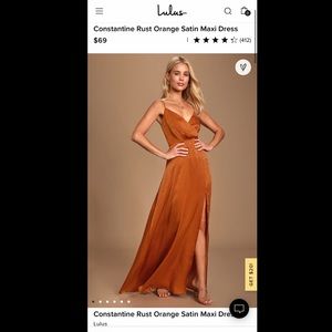 Lulu’s rust orange satin maxi dress